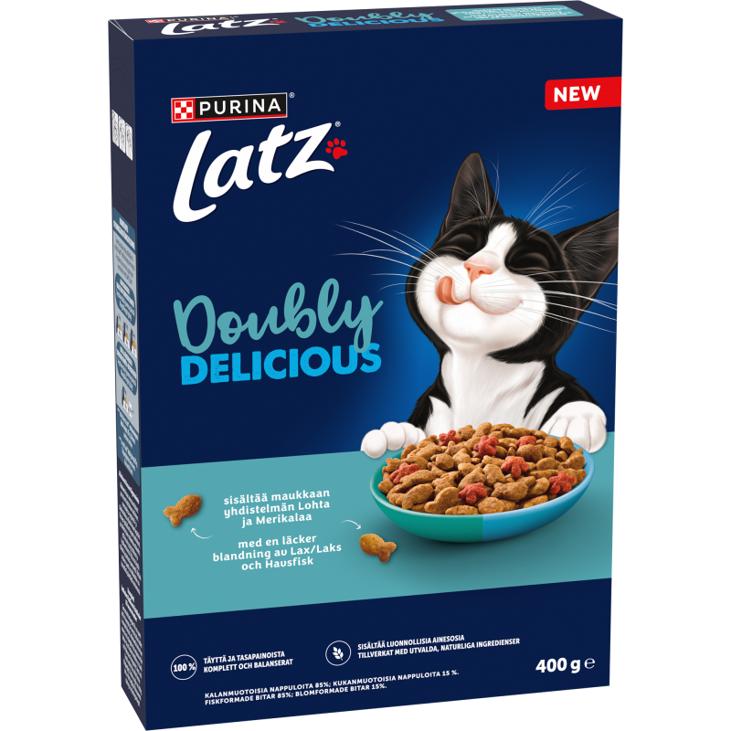 Kissanruoka Latz 400 g Doubly Delicious lohta ja merikalaa