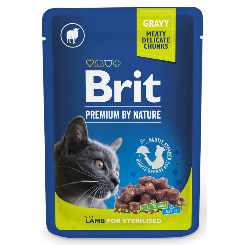 Kissanruoka Brit Premium 100 g lammasta kastikkeessa steriloiduille kissoille
