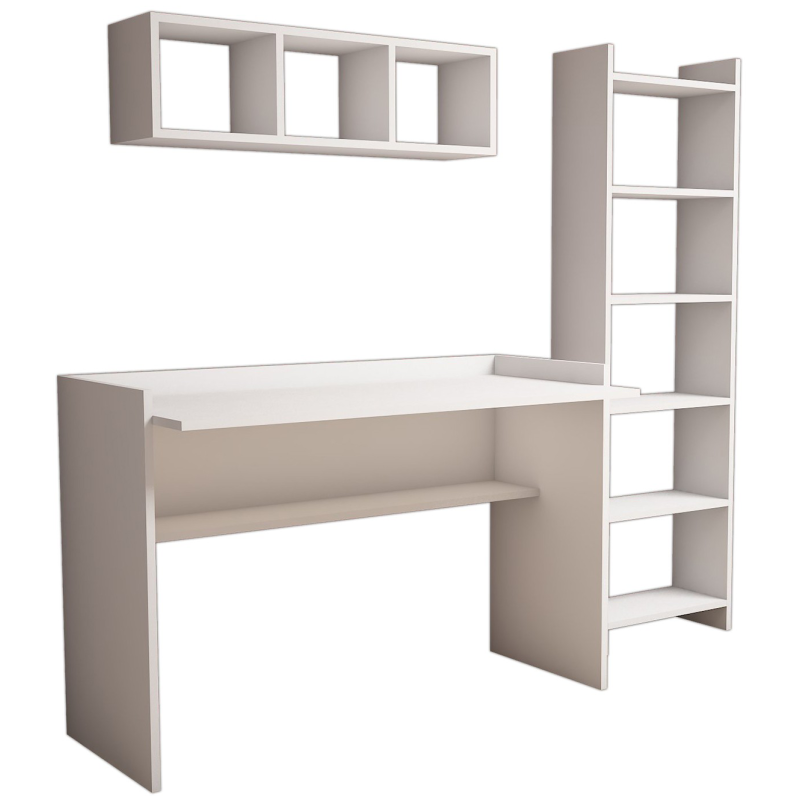 Työpöytä Chic Home 118 x 58 x 80 cm Heini hyllyköillä