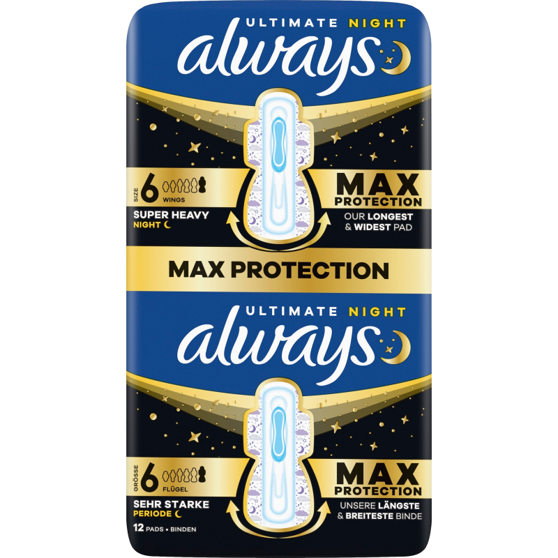 Terveysside Always 12 kpl Ultra Ultimate Night Pads 6