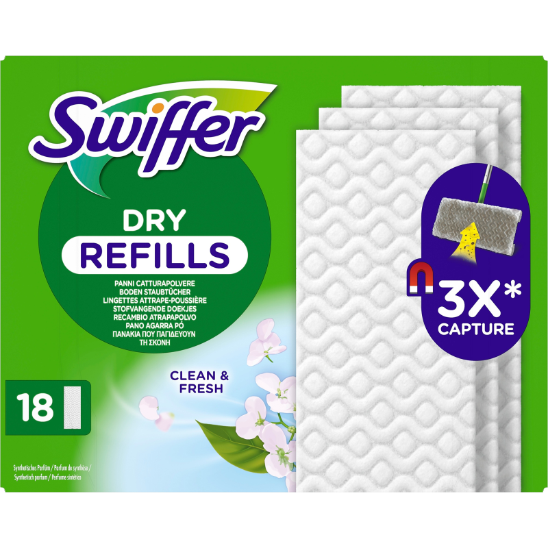 Lattianpuhdistusliina täyttöpakkaus Swiffer 18 kpl kuiva tuoksullinen