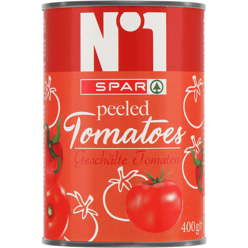 Kokonaiset kuoritut tomaatit SPAR 400 g