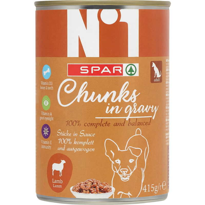 SPAR koiranruoka säilyke 415g lammas