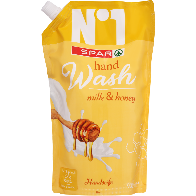 Nestesaippua SPAR 900 ml N°1 Milk&Honey täyttöpakkaus