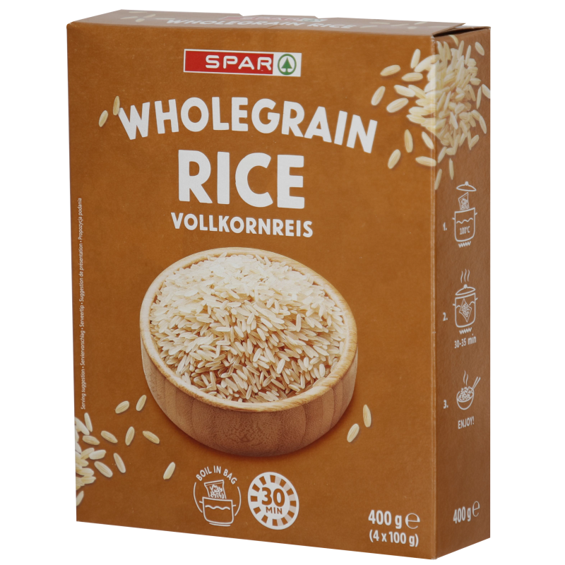 Täysjyväriisi SPAR 4 x 100 g keitinpussissa