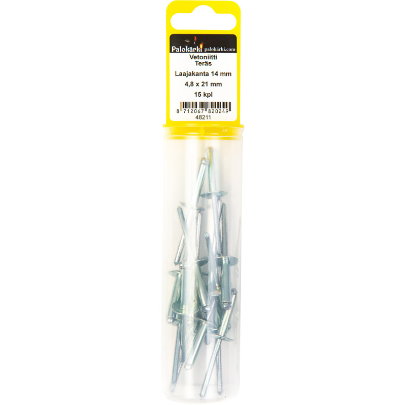 Vetoniitti teräs laajakanta 14 mm 4,8 x 21 mm 15 kpl