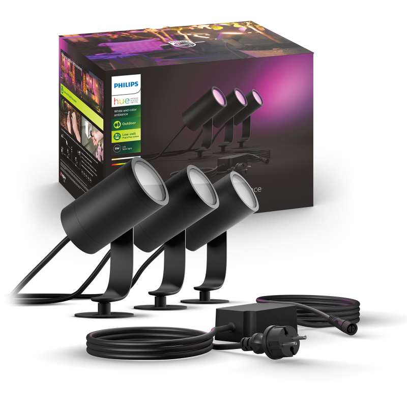 Ulkokohdevalaisin Philips Hue Lily 3x8W 24V, musta