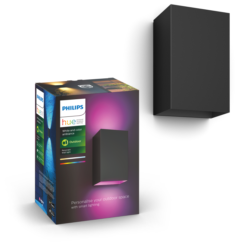 Ulkoseinävalaisin Philips Hue Resonate White and Color Ambiance 2x8W, musta