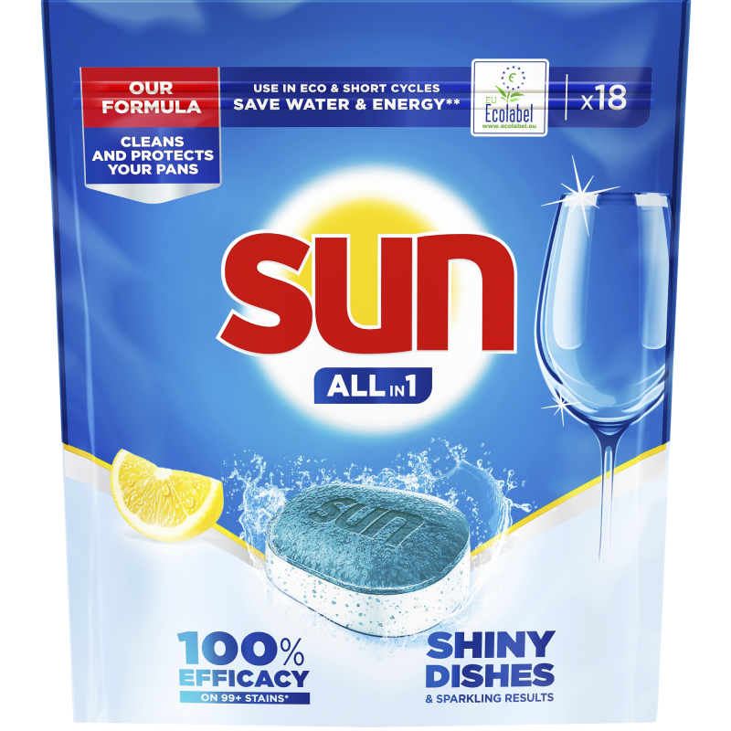 Konetiskitabletti Sun 18 kpl All-in-1 Lemon