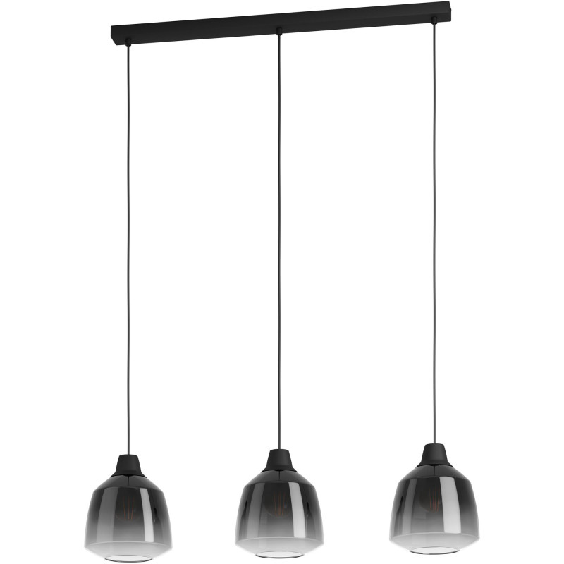 Riippuvalaisin 3-os EGLO Sedbergh 40W 90x20 cm musta/harmaa-musta savulasi