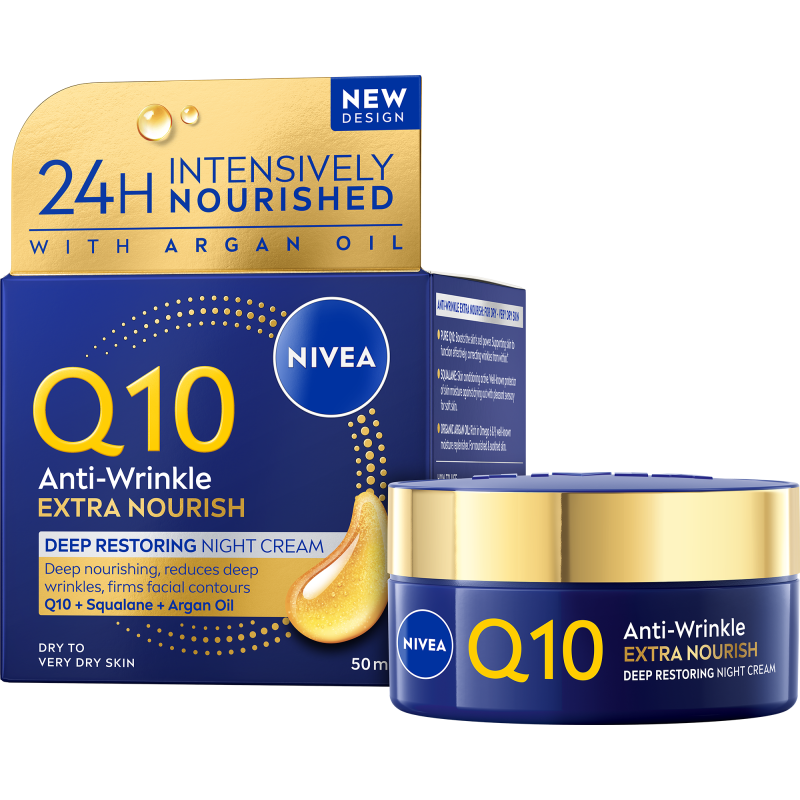Yövoide Nivea Q10 50 ml Anti-Wrinkle Extra Nourish Deep Restoring