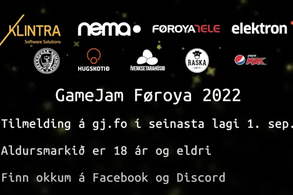 GameJam Føroya verður 9.-11. september 2022