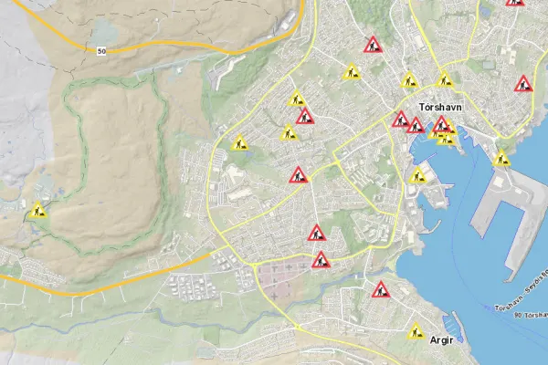 Kort tøkt við vegarbeiði í Tórshavnar kommunu