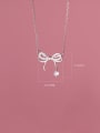 925 Sterling Silver With Delicate Bowknot Birthday Necklaces