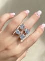 925 Sterling Silver With White Gold Plated Vintage Geometric Multistone Rings