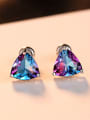 925 Sterling Silver With Mystic Topaz Triangle Stud Earring