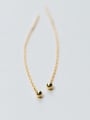 925 Sterling Silver With 18k Gold Plated Simplistic Chain Threader Earrings