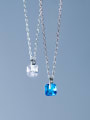 925 Sterling Silver With White Gold Plated Delicate Geometric Birthday Necklaces