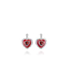 925 Sterling Silver With White Gold Plated Delicate Heart Stud Earrings