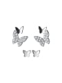 925 Sterling Silver With Cubic Zirconia Butterfly Stud Earrings