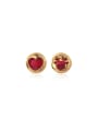 925 Sterling Silver With 18k Gold Plated Cute Round Stud Earrings