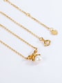 925 Sterling Silver With Freshwater Pearl Cute Bowknot Necklaces