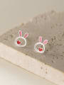 925 Sterling Silver With  Enamel Rabbit Stud Earrings