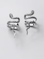 925 Sterling Silver With Antique Silver Plated Personalized Snake Earrings
