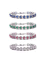 AAA+Cubic Zircon,red,green,blue,white,Tennis heart Bracelet,Platinum plated