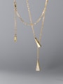 925 Sterling Silver With 18k Gold Plated Delicate Geometric Tassel Necklaces