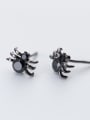 925 Sterling Silver With  Cubic Zirconia Spider Stud Earrings