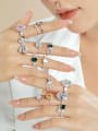 925 Sterling Silver With White Gold Plated Vintage Geometric Multistone Rings