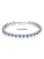 AAA+Cubic Zircon,blue,Tennis round Delicate Bracelet,Platinum plated