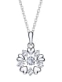 925 Sterling Silver With Platinum Plated Delicate Flower Dancing stone Necklaces