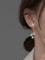 925 Sterling Silver With 18k Gold Plated Delicate Flower Drop Earrings