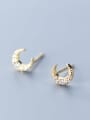 925 Sterling Silver With 18k Gold Plated Delicate Moon Stud Earrings