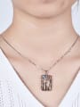 925 Sterling Silver With White Gold Plated Personalized Geometric Necklaces