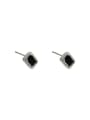 925 Sterling Silver With White Gold Plated Delicate Square Stud Earrings