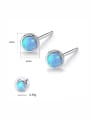 925 Sterling Silver With Opal Round Mini Stud Earring