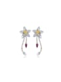 925 Sterling Silver With 18k Gold Plated Delicate Flower Stud Earrings