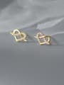 925 Sterling Silver With 18k Gold Plated Delicate Heart Stud Earrings