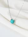 925 Sterling Silver With Turquoise Round Necklaces