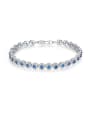 AAA+Cubic Zircon,blue,Tennis round Delicate Bracelet,Platinum plated