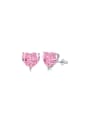 925 Sterling Silver With White Gold Plated Delicate Heart Stud Earrings