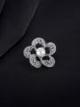 925 Sterling Silver With White Gold Plated Delicate Flower Brooches