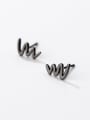 925 Sterling Silver With Black Gun Plated Simplistic Geometric Stud Earrings