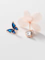 925 Sterling Silver With Rose Gold Plated Delicate Butterfly Stud Earrings