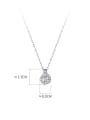 925 Sterling Silver With White Gold Plated Delicate Round Engagement Necklaces