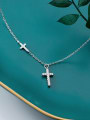 925 Sterling Silver With Cubic Zirconia Cross Necklaces