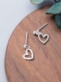 925 Sterling Silver With Heart Stud Earrings